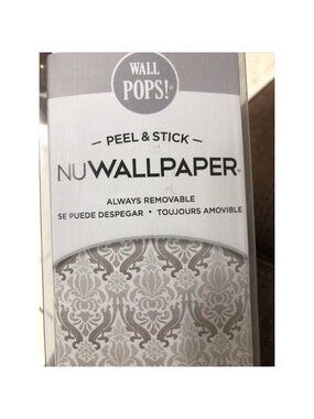 NUWALLPAPER Grey Nouveau Damask Peel And Stick Wallpaper Roll 20.5”x18ft